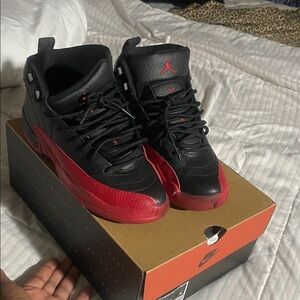 Nike Men's Black and Red High-Top Sneakers